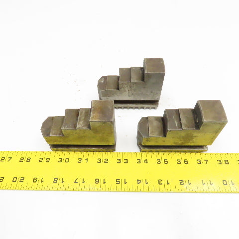 3-1/2" x 1-1/4" x 2-7/8" Tall Lathe Scroll Chuck Step Hard Jaws Lot Of 3