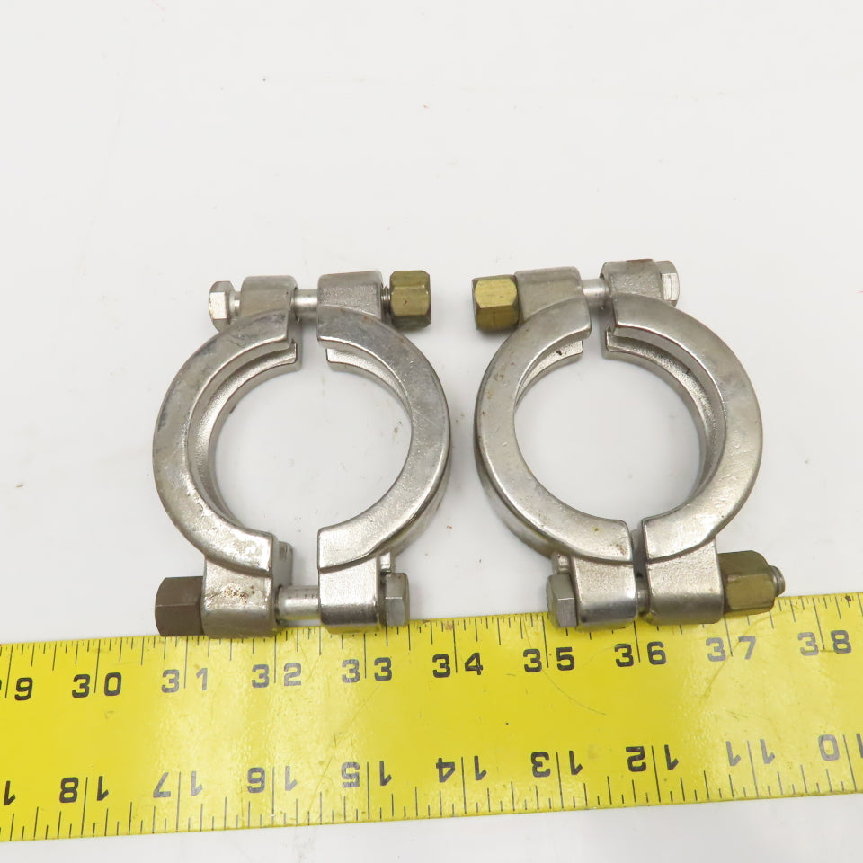 2" Flange Stainless Steel 2 Piece Sanitary Clamp Lot Of 2