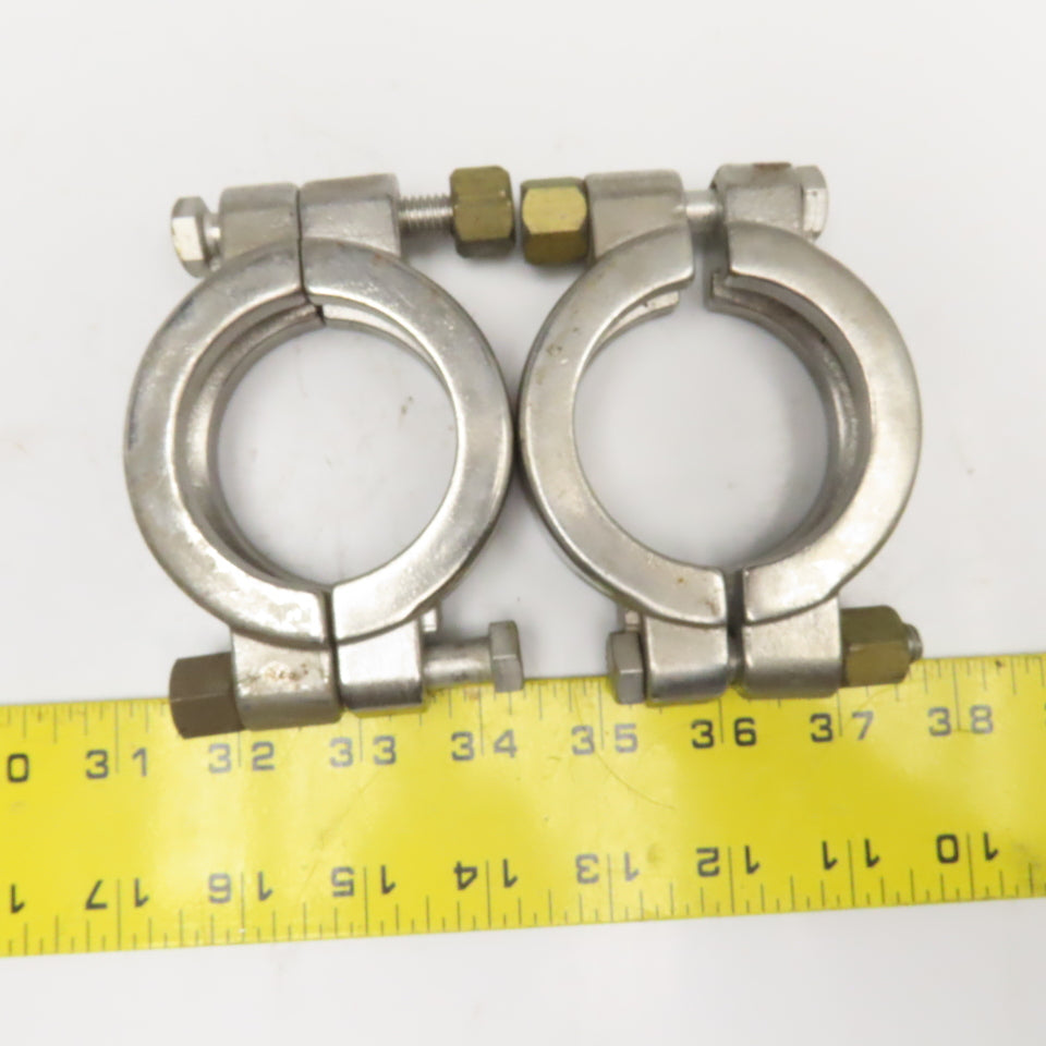 2" Flange Stainless Steel 2 Piece Sanitary Clamp Lot Of 2
