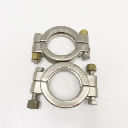 2" Flange Stainless Steel 2 Piece Sanitary Clamp Lot Of 2