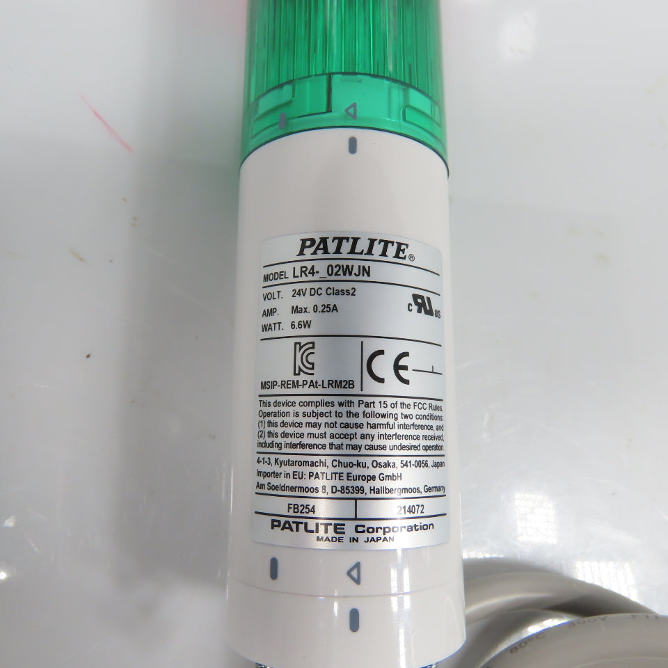 Patlite LR4-02WJN Signal Tower Light Base W/Red & Green 24V DC 6.6W