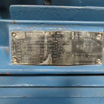 Weg Z05536ET3Q080211 75HP AC Electric Motor 3570RPM 460V 3PH 250S/M Frame