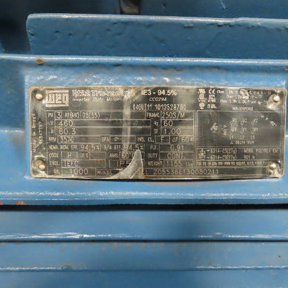 Weg Z05536ET3Q080211 75HP AC Electric Motor 3570RPM 460V 3PH 250S/M Frame