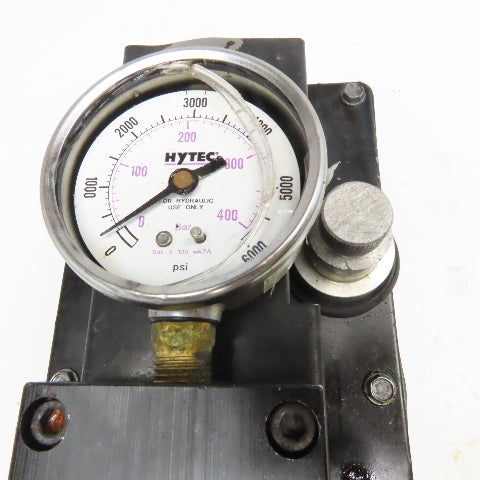 Hytec 100987 Model G Pneumatic Hydraulic Pump Needs Pressure Gauge 4800 PSI