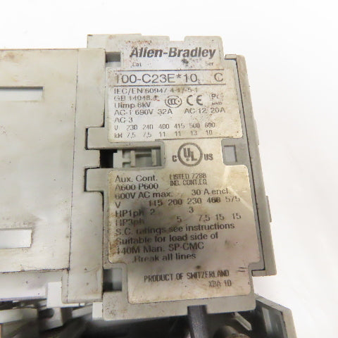 Allen Bradley 100-C09EJ10 600V 7.5Hp Magnetic Contactor 3.2-16A Trip 193-ED1DB
