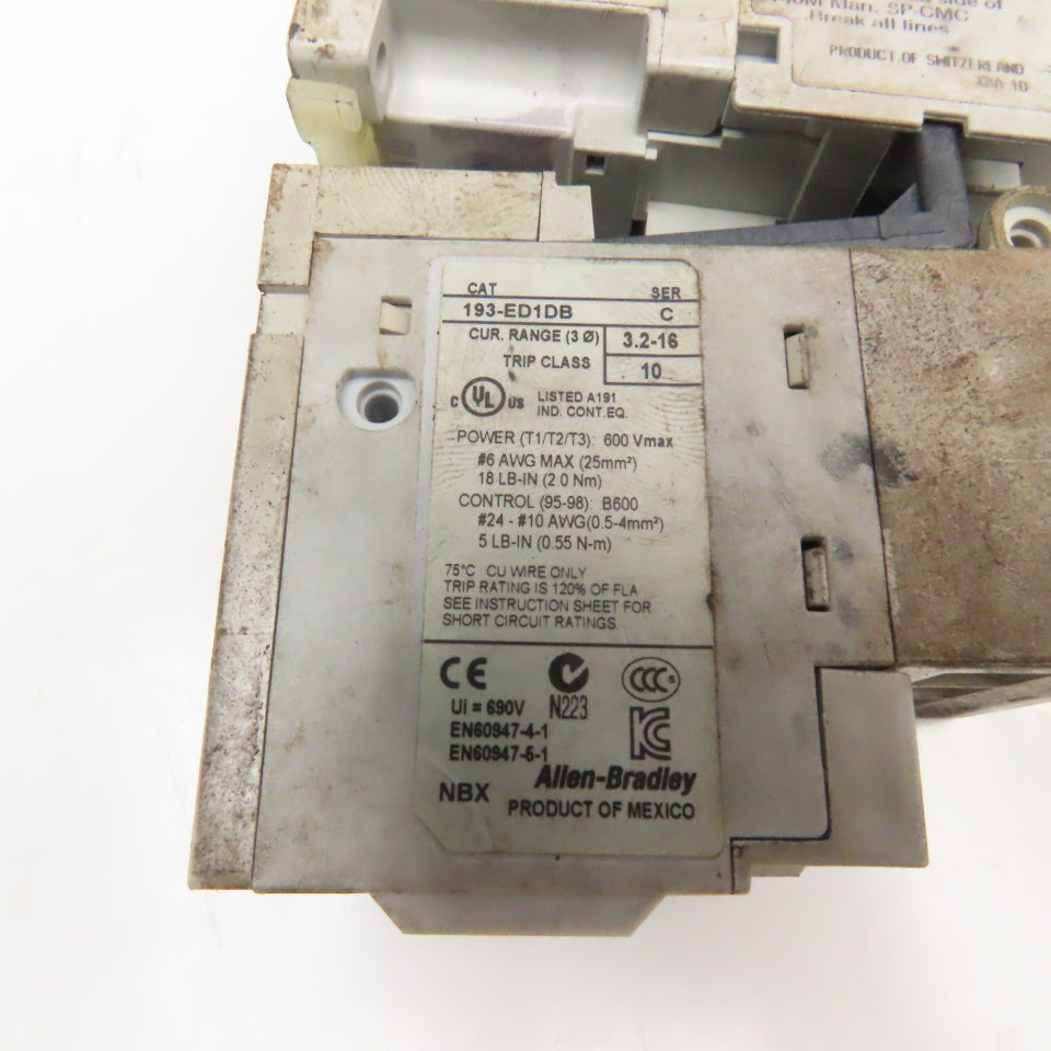 Allen Bradley 100-C09EJ10 600V 7.5Hp Magnetic Contactor 3.2-16A Trip 193-ED1DB