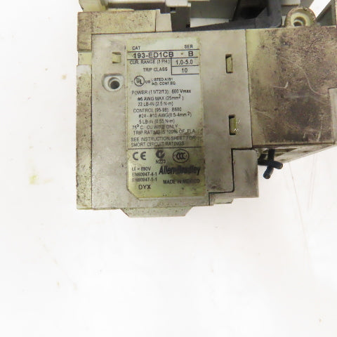 Allen Bradley 100-C09EJ10 600V 7.5Hp Magnetic Contactor 1.0-5.0A Trip 193-ED1CB