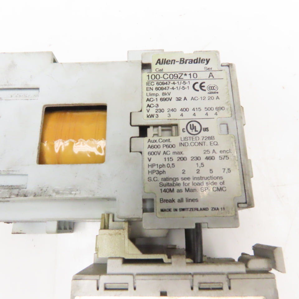 Allen Bradley 100-C09ZJ10 600V 7.5Hp Magnetic Contactor 1.6-5.0A Trip 193-EA1EB