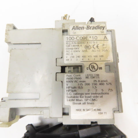 Allen Bradley 100-C09EJ10 Magnetic Contactor TK-0N Overload 2.8-4.2A Trip