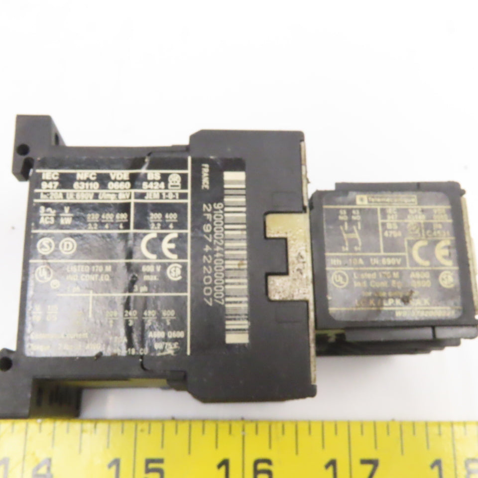 Telemecanique LP1K0910 600V 5Hp Contactor W/ Auxiliary 24V Coil Lot of 3