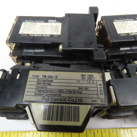 Fuji SJ-0SG TR-0N/3 Contactor 440V 2.2kW 24VDC Coil 1.1-1.6A Trip Lot Of 2