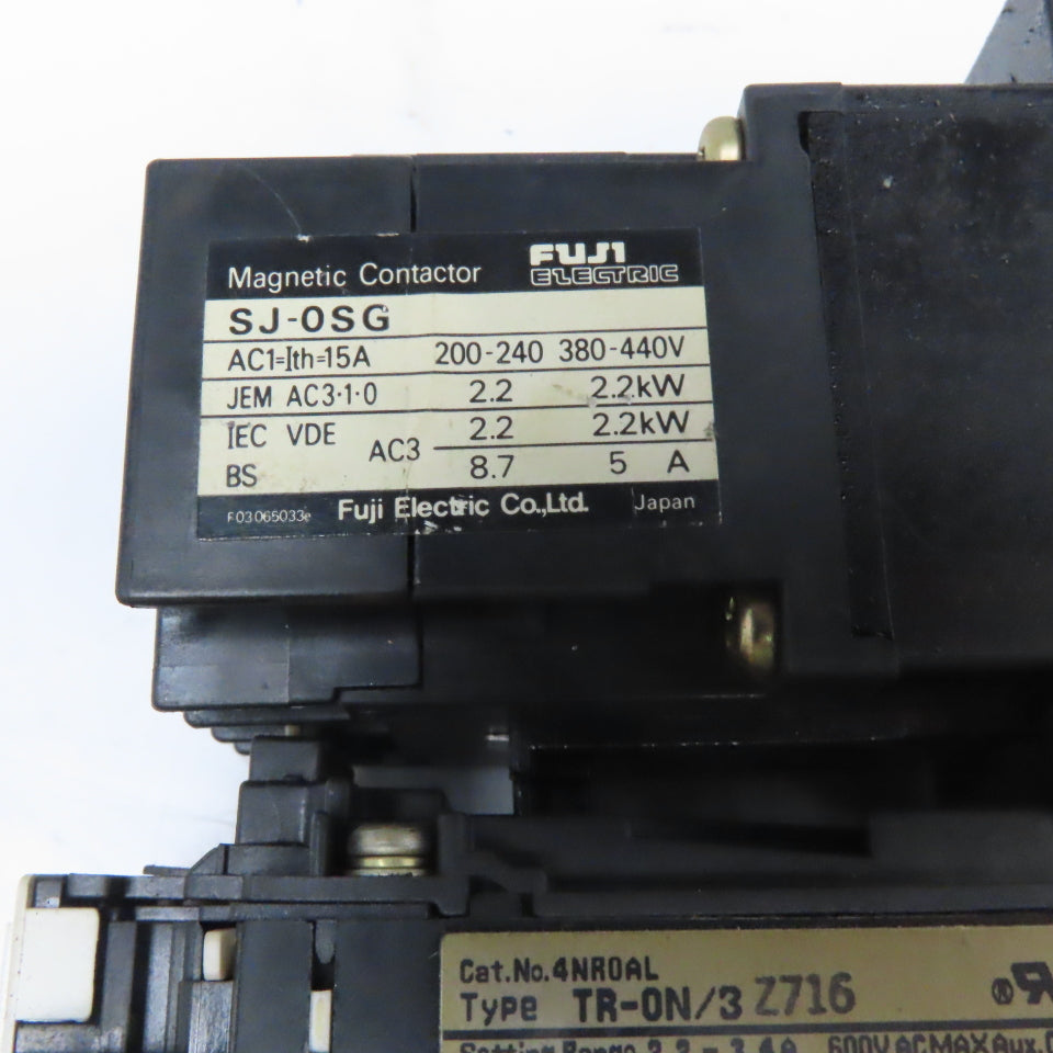 Fuji SJ-0SG TR-0N/3 Contactor 440V 2.2kW 24VDC Coil 2.2-3.4A Trip Lot Of 2