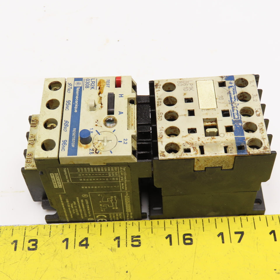 Telemecanique LP1K0610 LR2K0308 Magnetic Contactor 600V 3Hp 1.8-2.6A Trip 24VDC