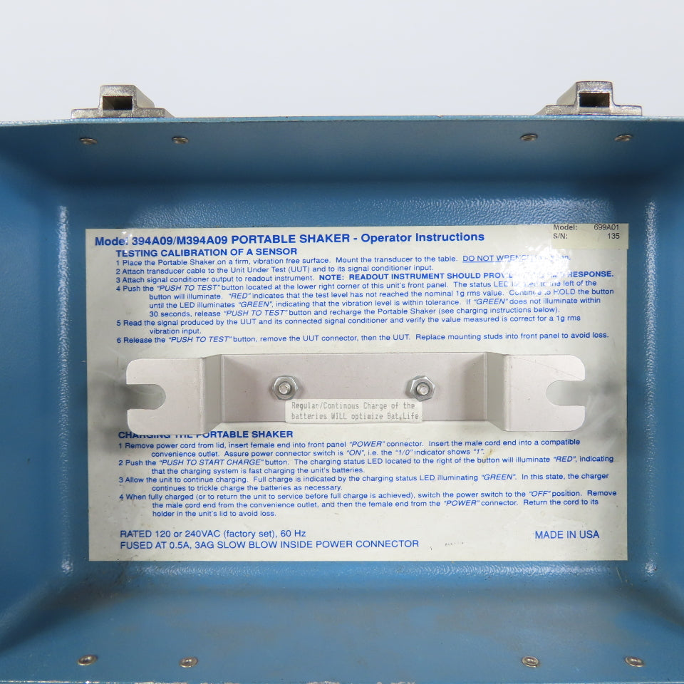 TM Industrial Monitoring System 699A01 Portable Shaker System 120/240VAC 100HZ