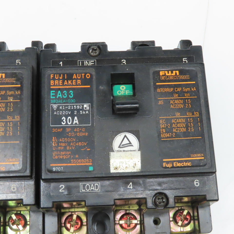 Fuji EA33 30A 220V 3 Pole Circuit Breaker Lot Of 3