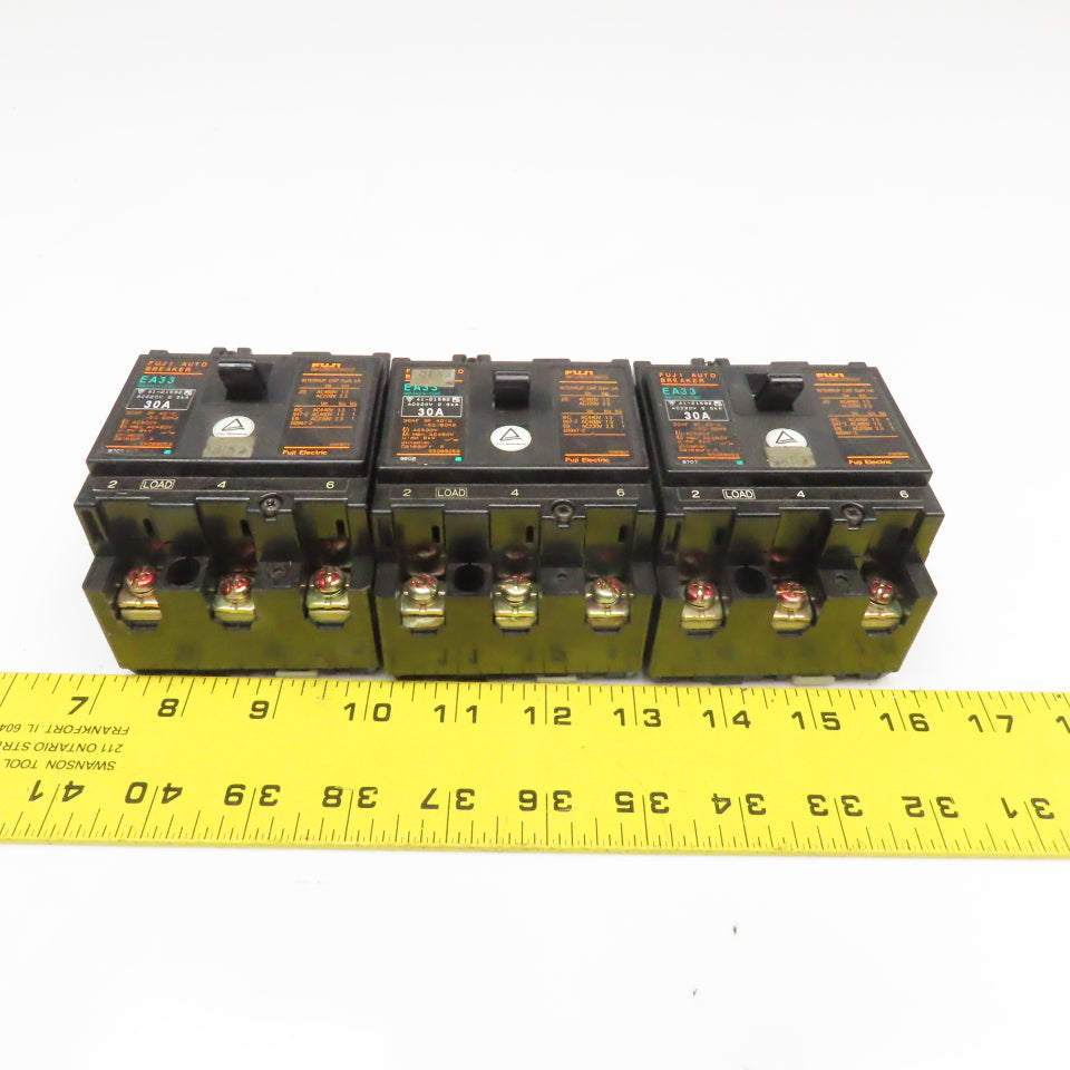 Fuji EA33 30A 220V 3 Pole Circuit Breaker Lot Of 3