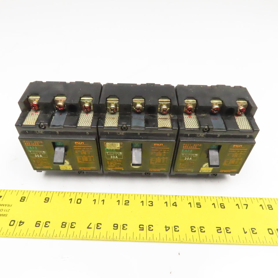 Fuji EA33 30A 220V 3 Pole Circuit Breaker Lot Of 3