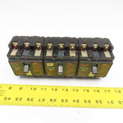 Fuji EA33 30A 220V 3 Pole Circuit Breaker Lot Of 3