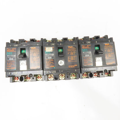 Fuji EA33 30A 220V 3 Pole Circuit Breaker Lot Of 3