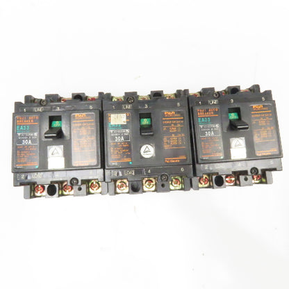 Fuji EA33 30A 220V 3 Pole Circuit Breaker Lot Of 3