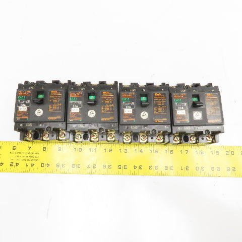 Fuji EA33 20A 460V 3 Pole Circuit Breaker Lot Of 4