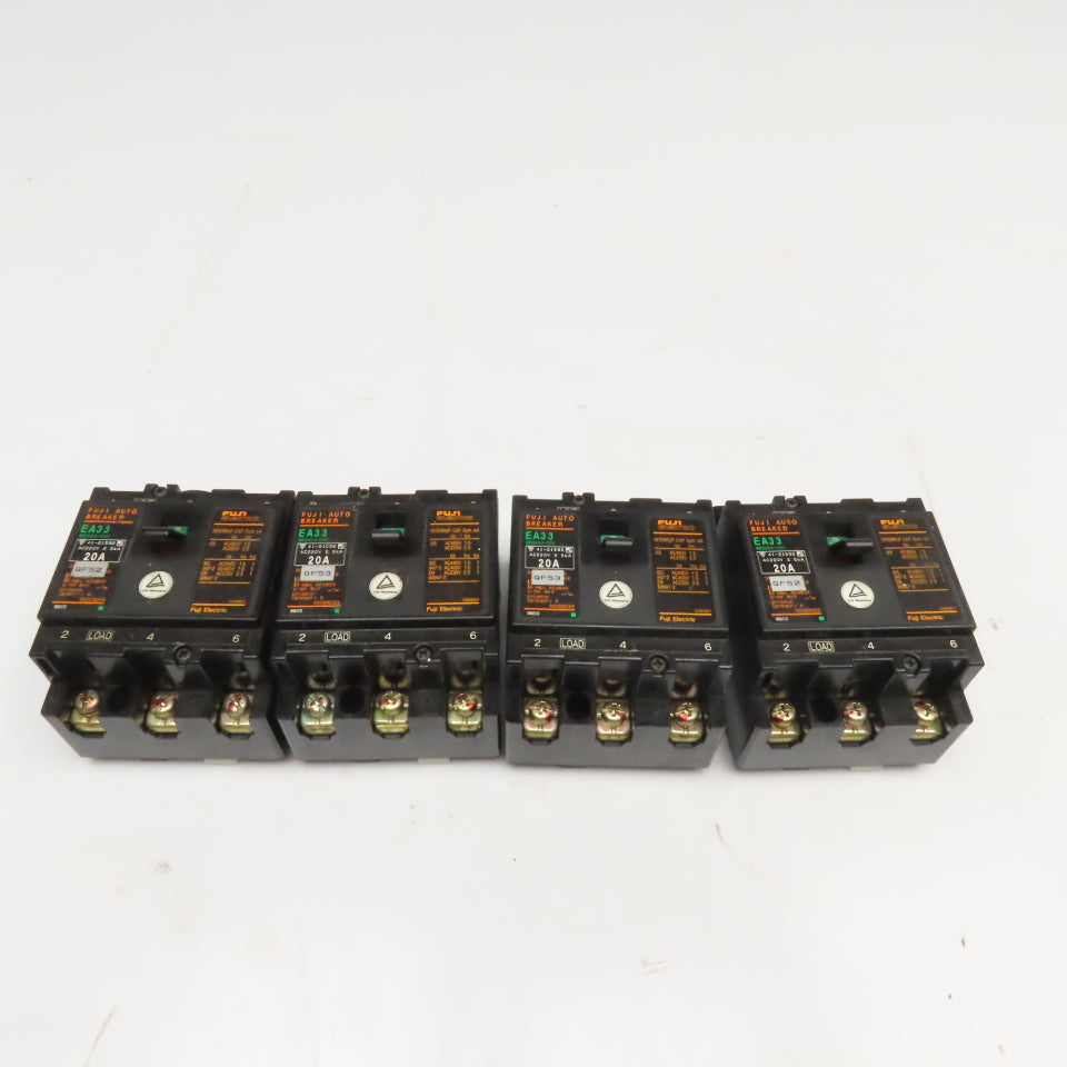 Fuji EA33 20A 460V 3 Pole Circuit Breaker Lot Of 4