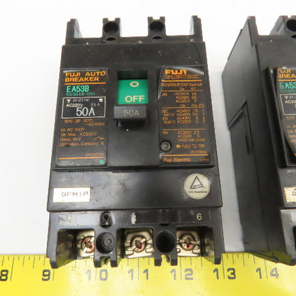 Fuji EA53B 50A 600V 3 Pole Circuit Breaker Lot Of 2