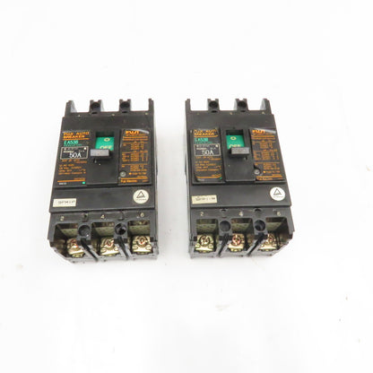 Fuji EA53B 50A 600V 3 Pole Circuit Breaker Lot Of 2