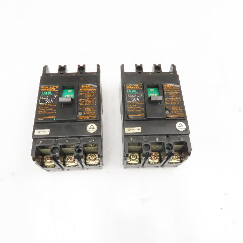 Fuji EA53B 50A 600V 3 Pole Circuit Breaker Lot Of 2