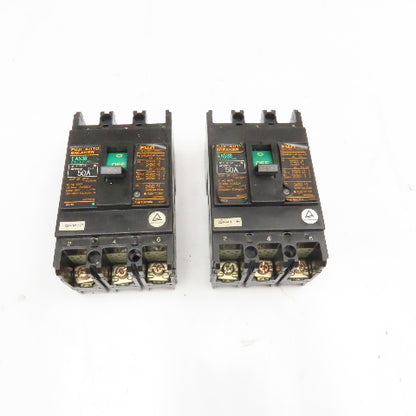 Fuji EA53B 50A 600V 3 Pole Circuit Breaker Lot Of 2