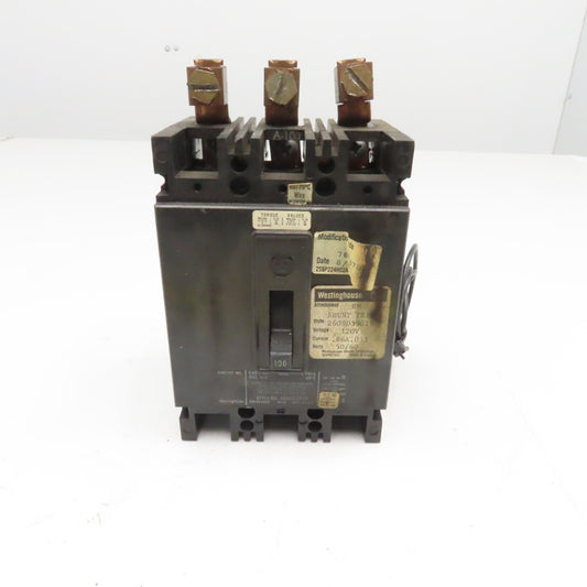 Westinghouse EBH3100 100A 480VAC 3 Pole Shunt Trip Circuit Breaker