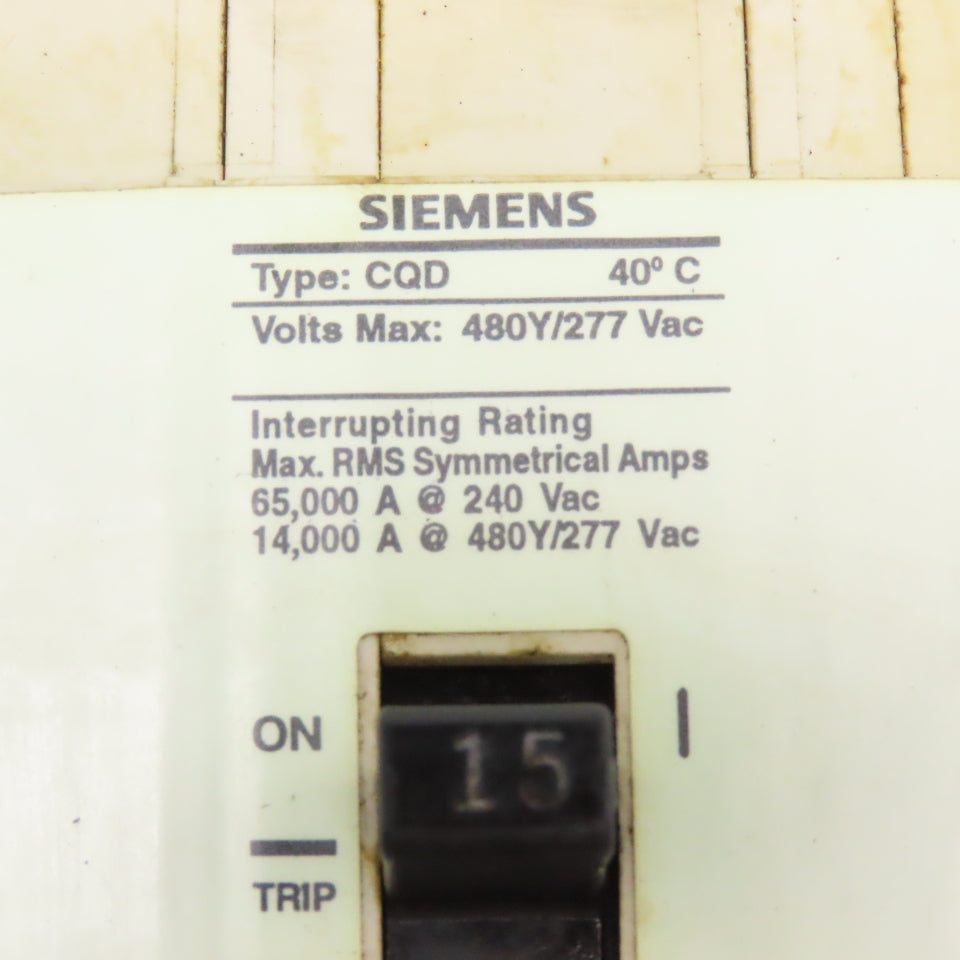 Siemens CQD 15A 480/277VAC 3 Pole Circuit Breaker