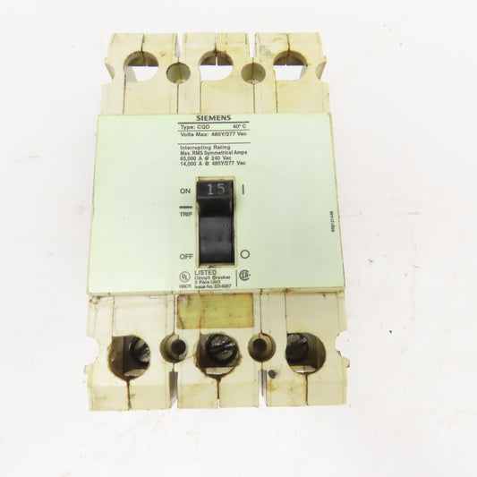 Siemens CQD 15A 480/277VAC 3 Pole Circuit Breaker
