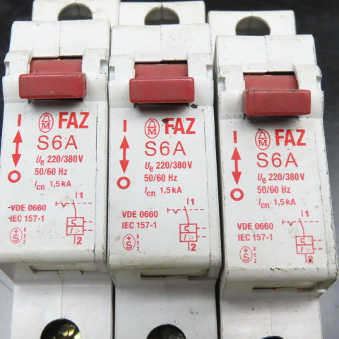 Klockner Moeller S6A 380V Single Pole Circuit Breaker Lot Of 3