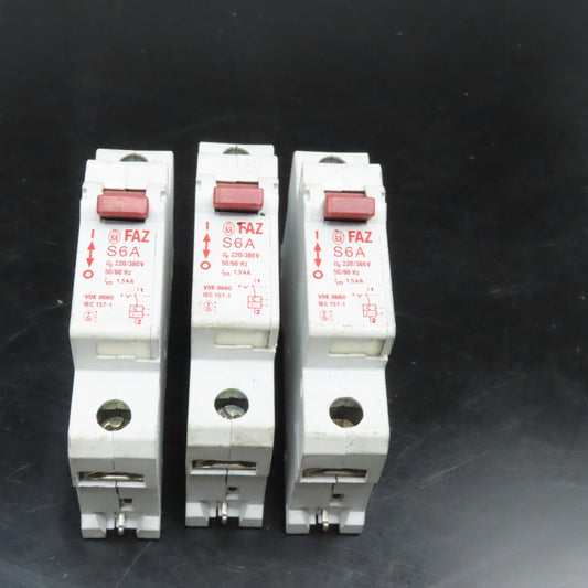 Klockner Moeller S6A 380V Single Pole Circuit Breaker Lot Of 3
