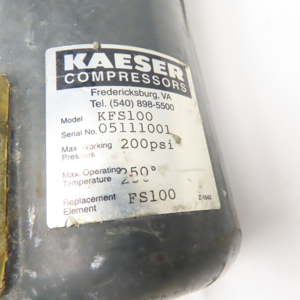 Kaeser KFS100 1" NPT 3 Stage Compressed Air Particulate Filter Assembly 200PSI