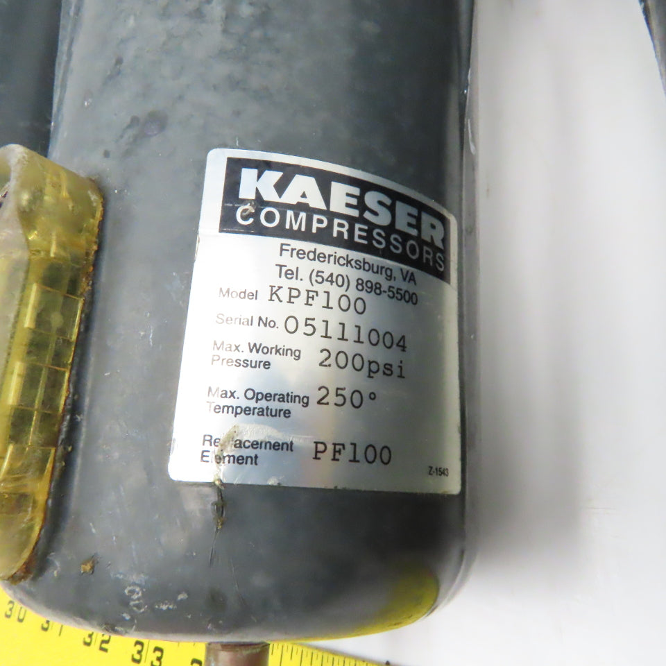 Kaeser KFS100 1" NPT 3 Stage Compressed Air Particulate Filter Assembly 200PSI