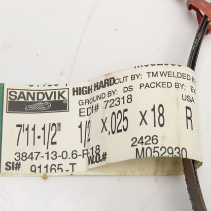 Sandvik 3847-13-0.6-R-18 7'11-1/2"  x 1/2" Band Saw Blade .025" 18TPI