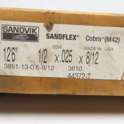 Sandvik 3851-13-0.6-8/12 12'6" x 1/2" x 0.25" Bandsaw Blade 8/12 TPI NOS