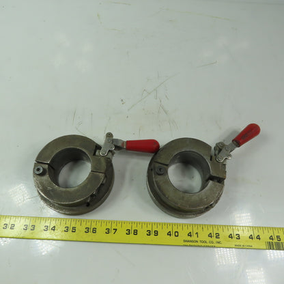 De-Staco Custom Made 2"Dia. Flanged Quick Action Shaft Locking Clamp Lot of 2