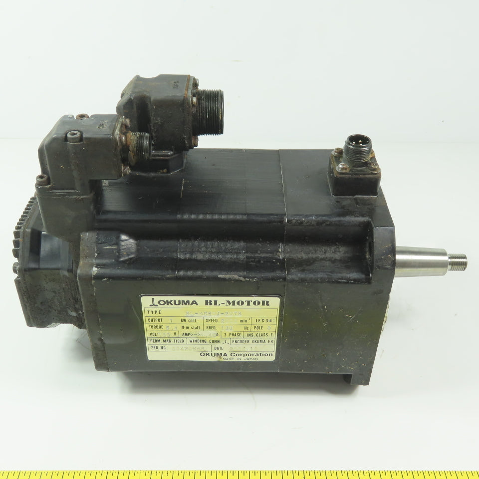 Okuma BL-MC50E-20TB 1kW 2000RPM 3Ph 133V 133Hz Servo Motor W/ER-J-72000D Encoder