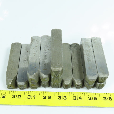 Misc. 1/2" Steel Letter Stamp Lot of 15