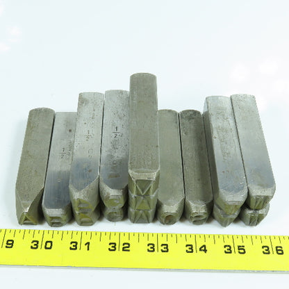 Misc. 1/2" Steel Letter Stamp Lot of 15