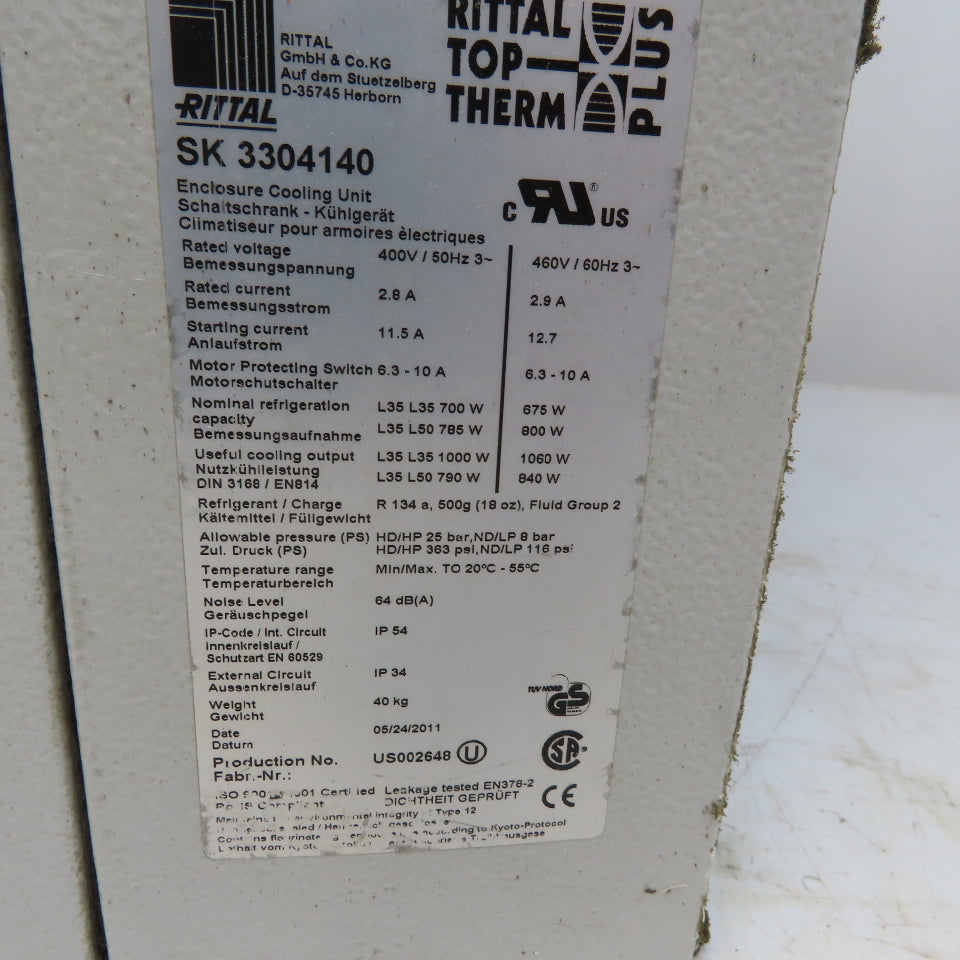 Rittal SK3304140 Refrigerated  Electrical Enclosure Air Conditioner 460V 3P