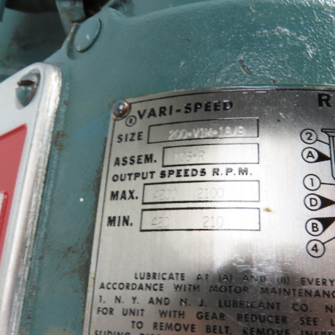 Reeves Size 200-V1M-18/9 1-1/2-3/4HP MotoDrive Variable Speed Drive 3PH 1735RPM