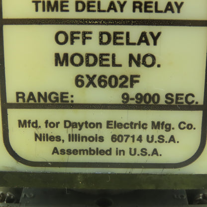 Dayton 6X602F 9-900s Solid State Time Delay Relay W/Base 120V