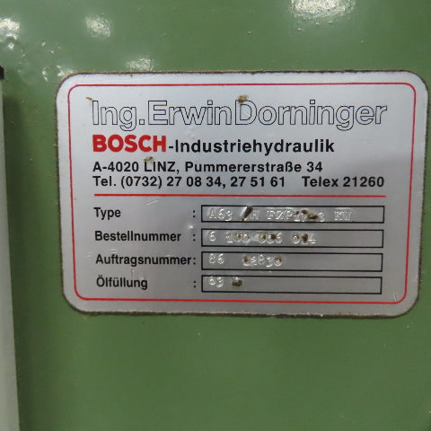 Bosch 3kW 19Gallon Hydraulic Power Unit 480V 3PH W/Y-513-500-004 Pump 105 Bar