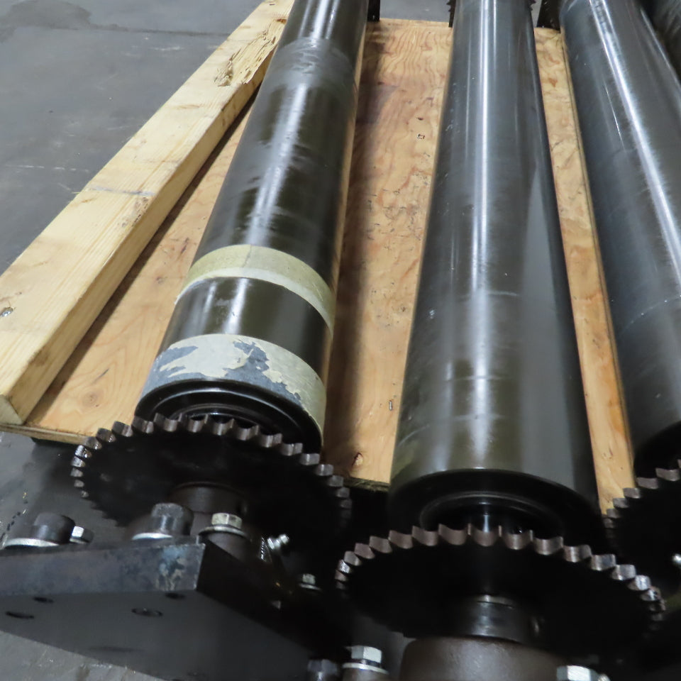 Block Mount Chain Driven Power Conveyor Roller 4-3/4" Diameter x 40" L Lot Of 5