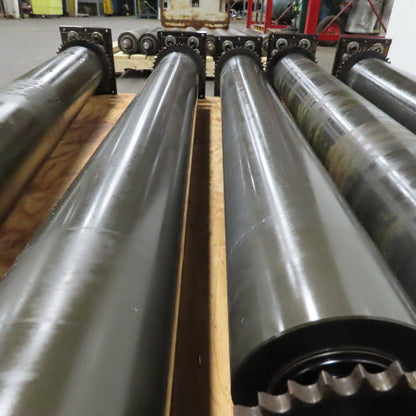 Block Mount Chain Driven Power Conveyor Roller 4-3/4" Diameter x 40" L Lot Of 5