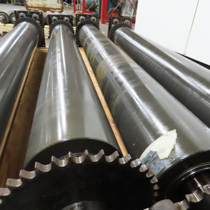 Block Mount Chain Driven Power Conveyor Roller 4-3/4" Diameter x 40" L Lot Of 5